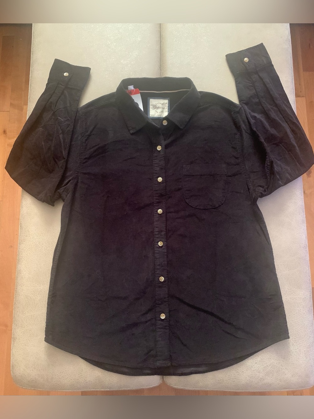 JACHS Girlfriend Womens Black Soft Corduroy Button Up Shirt NEW Size Medium